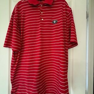 Peter Millar Red and White Striped Polo Shirt
